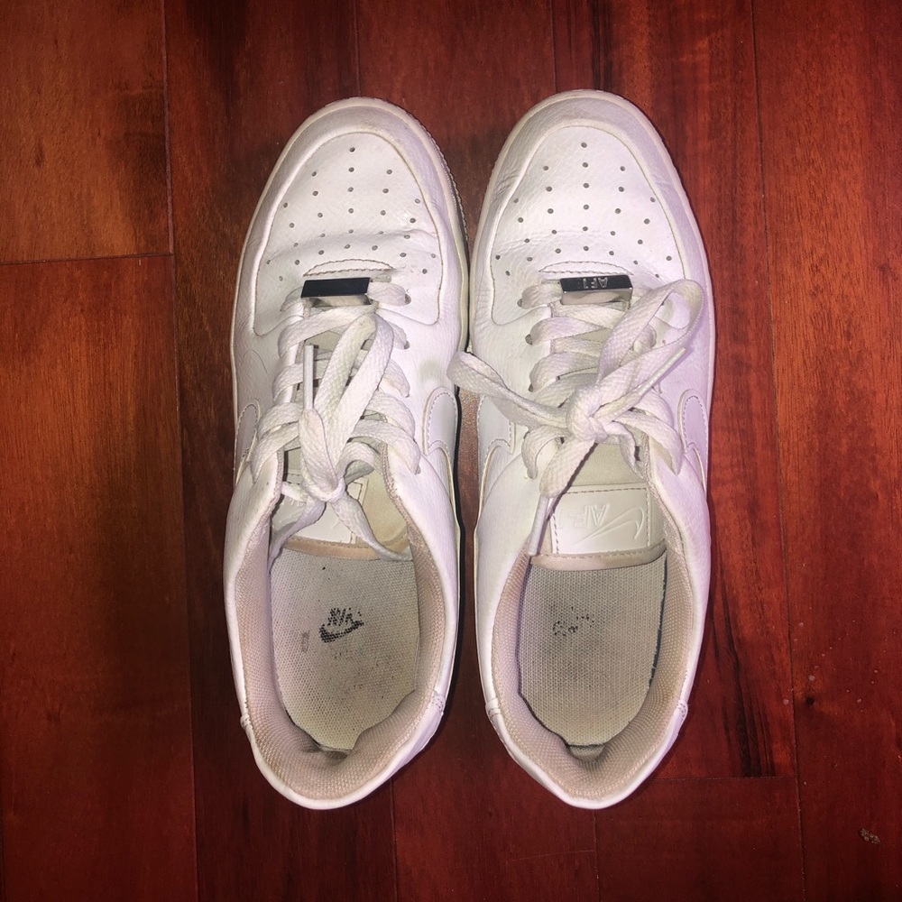 Nike white Air Force 1s (platformed)